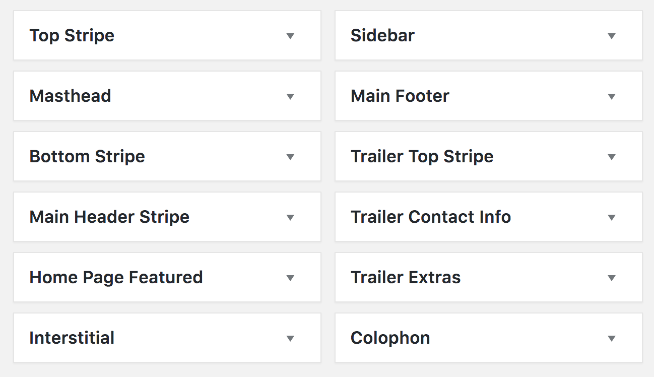 Screen shot of widgets menu
