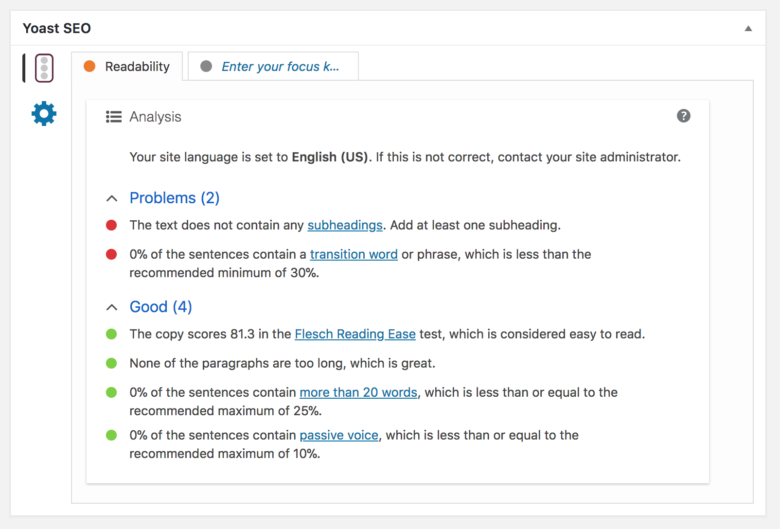 Screen shot of Yoast SEO box