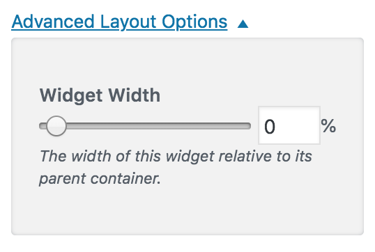 Screen shot of widget width slider
