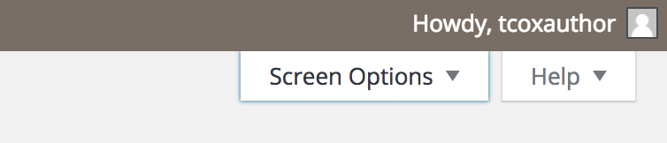 Screenshot of Screen Options menu location.